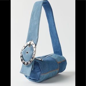 Urban Outfitters Denim Barrel Baguette Bag